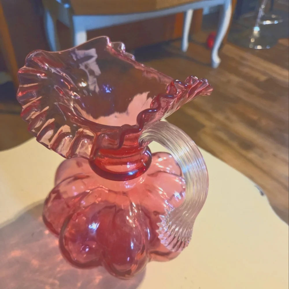 Vintage Fenton Cranberry 8" Melon Pitcher - Picture 2 of 11